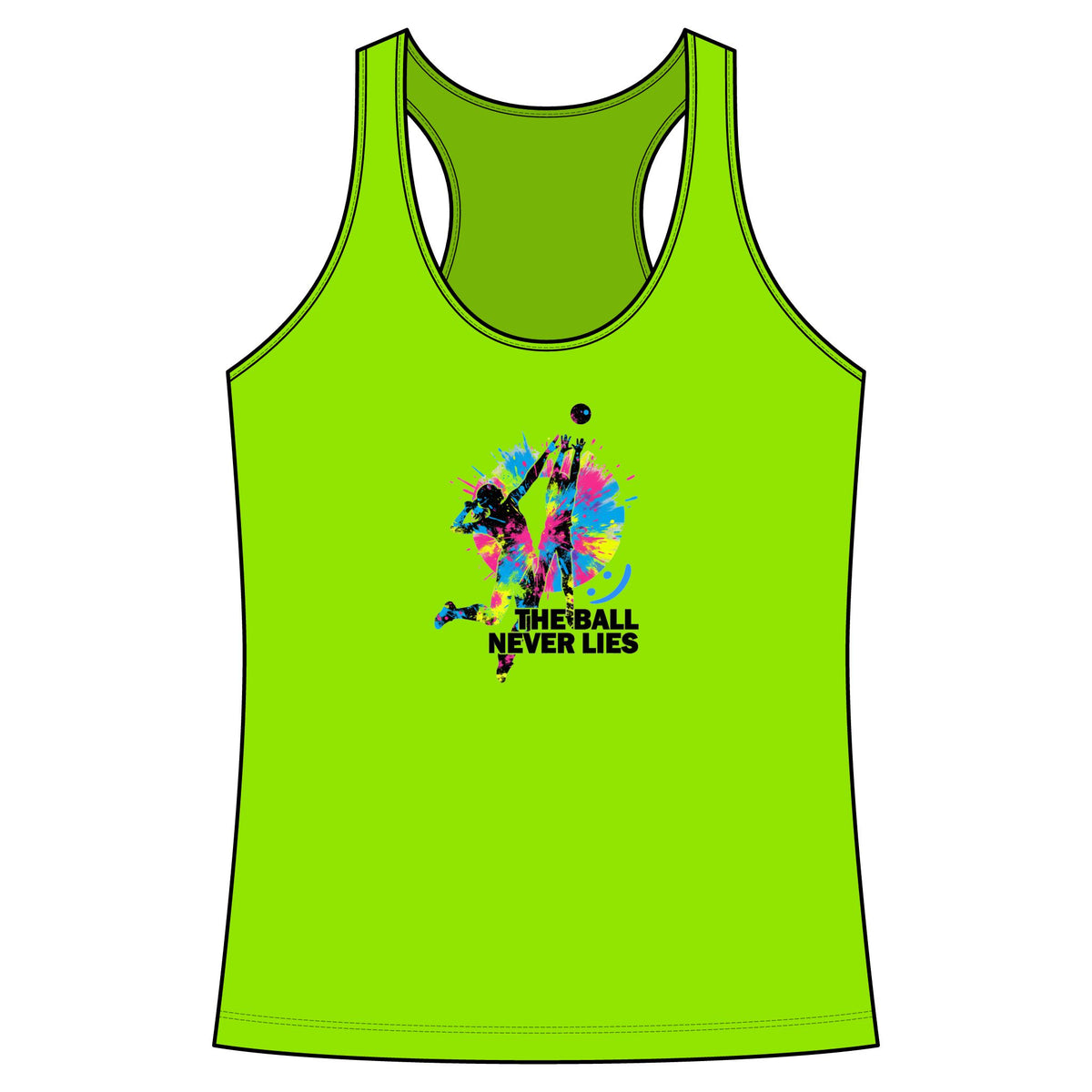Volleyball Splash Women's Racerback Tank - "The Ball Never Lies"- Moisture wicking