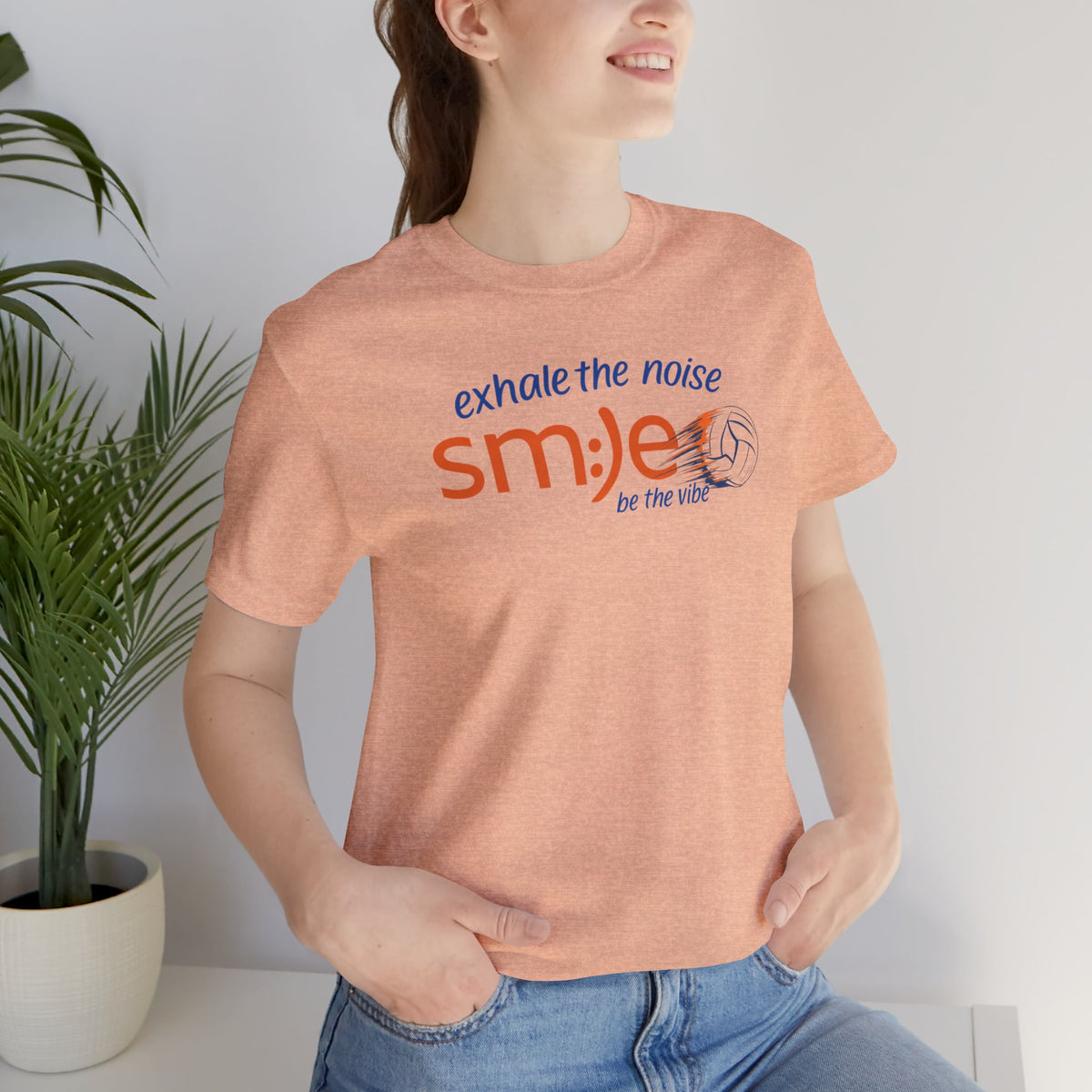 Exhale the Noise sm:)e Be the Vibe Volleyball Tee - Motivational Streetwear, Court Confidence, Athletic Gift