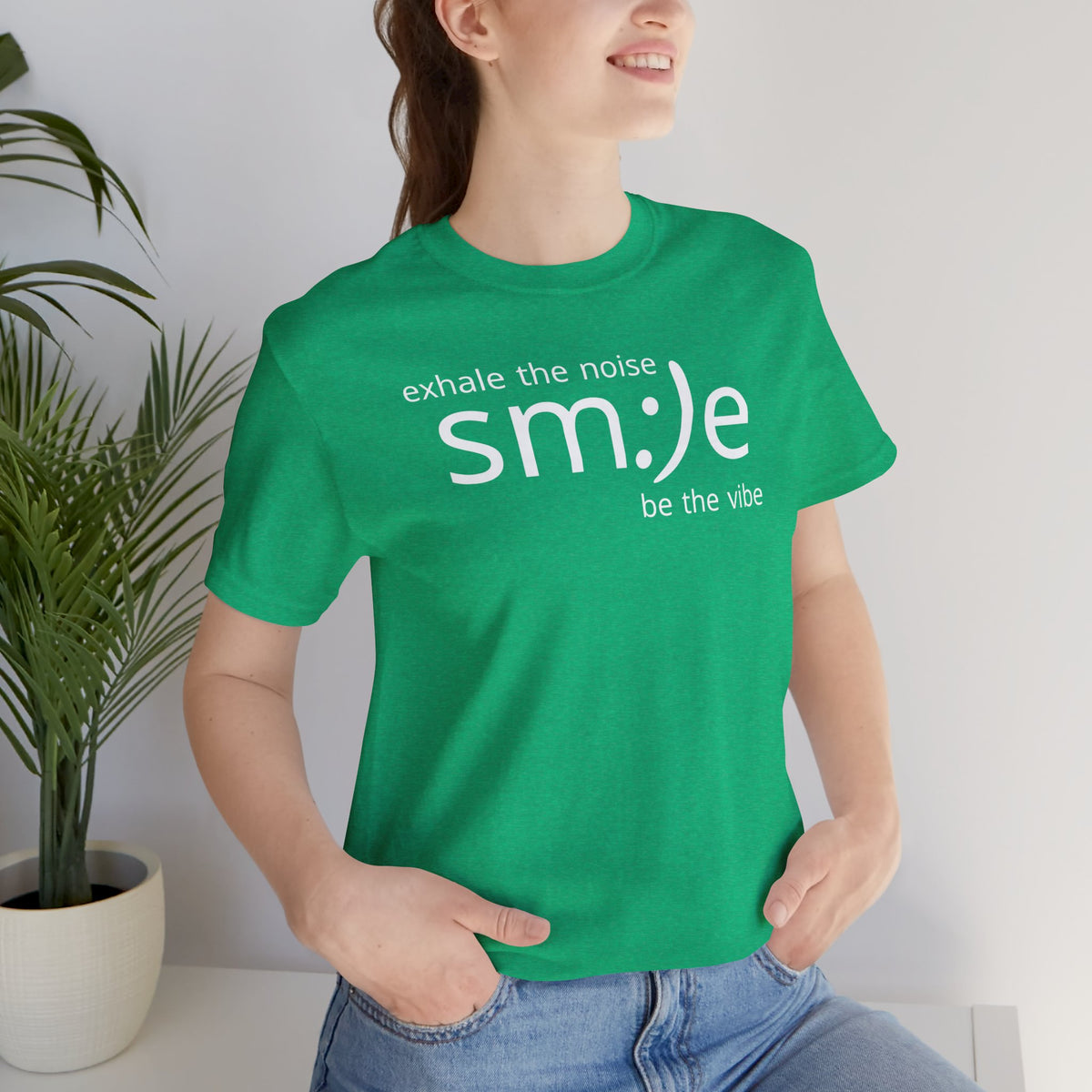 Exhale the Noise Smile Be the Vibe | sm:)e Mindful Streetwear Tee