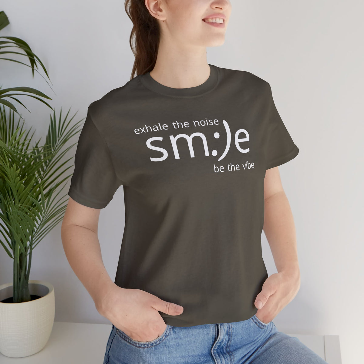 Exhale the Noise Smile Be the Vibe | sm:)e Mindful Streetwear Tee