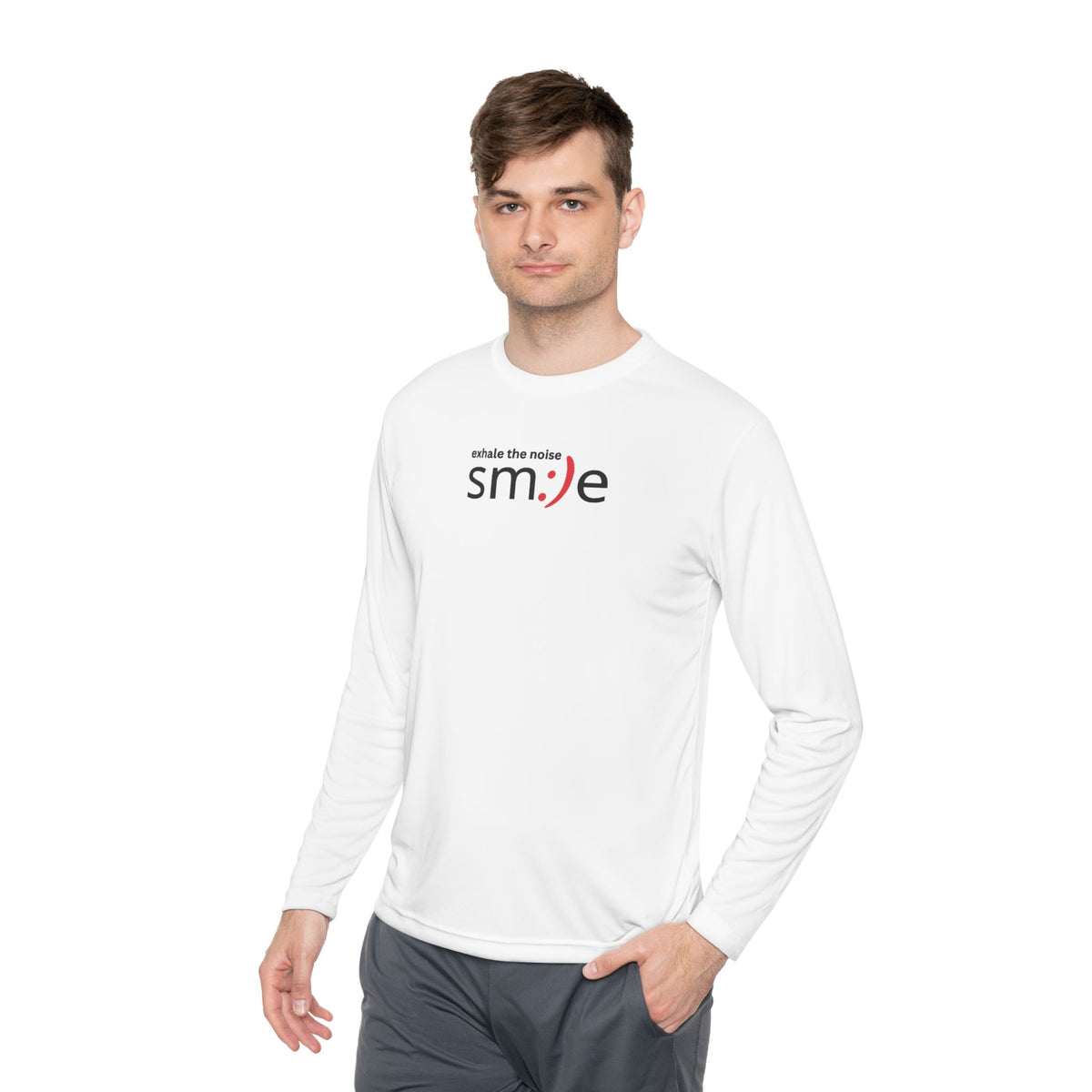 Smile Long-Sleeve Tee — "Exhale the Noise" | Sport-Tek ST350LS Moisture-Wicking Shirt
