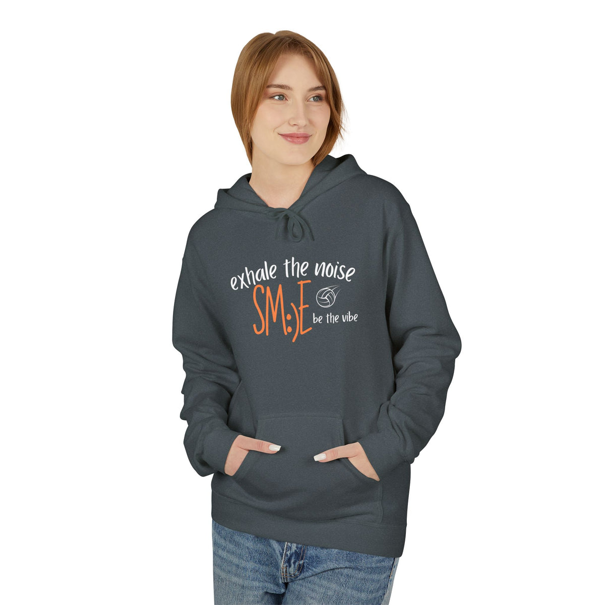Exhale the Noise sm:)e Be the Vibe Volleyball Hoodie - Mindful Streetwear, Court Confidence, Relaxed Vibes Fleece