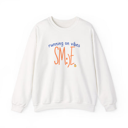 sm:)e Running on Vibes Crewneck Sweatshirt | Positive Energy Streetwear | Cozy Confidence Unisex
