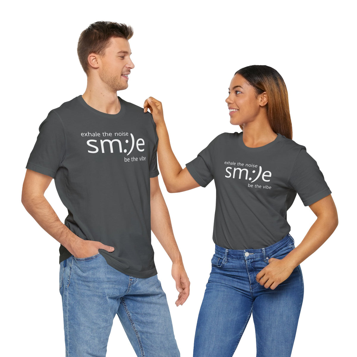 Exhale the Noise Smile Be the Vibe | sm:)e Mindful Streetwear Tee