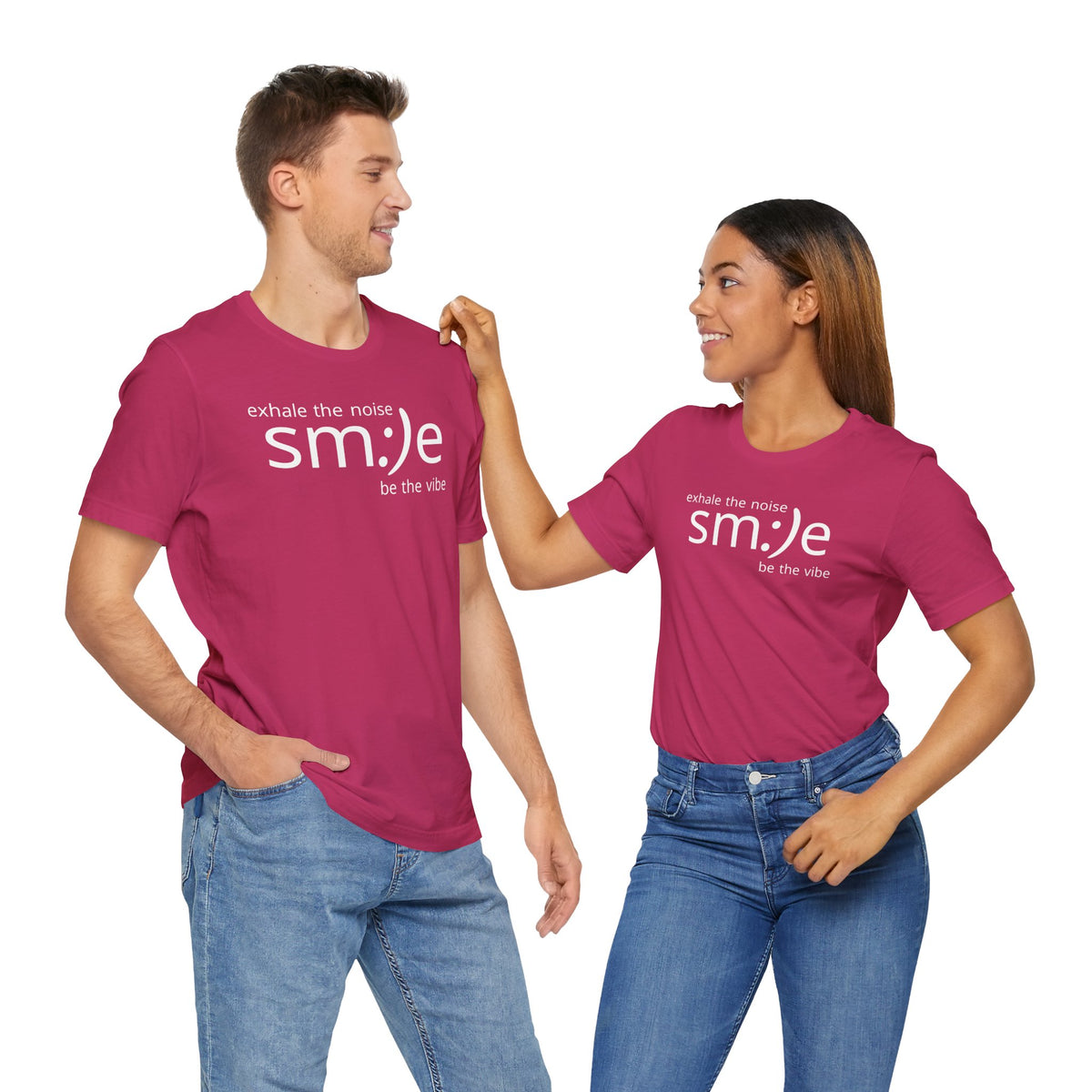 Exhale the Noise Smile Be the Vibe | sm:)e Mindful Streetwear Tee