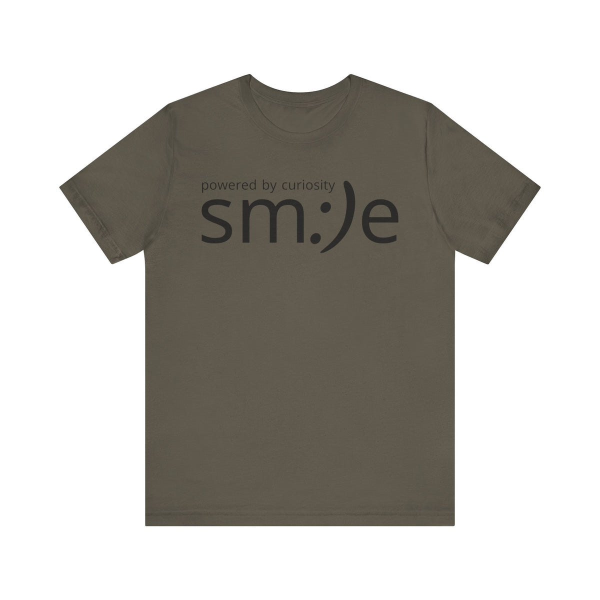 Powered by Curiosity sm:)e T-Shirt | Streetwear Motivational Graphic Tee