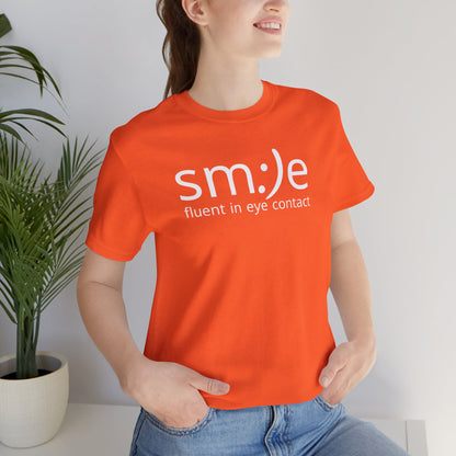 sm:)e Fluent in Eye Contact Jersey Tee | Social Butterfly Streetwear | Funny Connection Gift