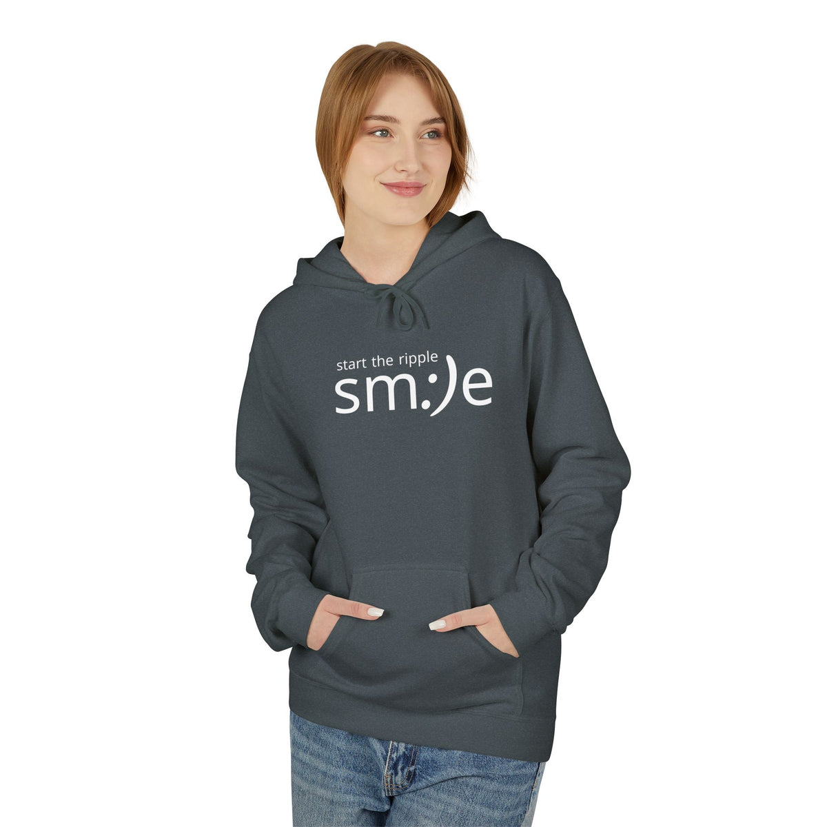 Start the Ripple sm:)e Cozy Fleece Hoodie - Fall Streetwear, Confidence Booster, Unisex Midweight Hoodie