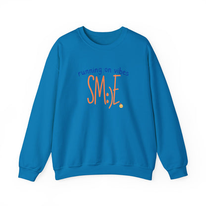 sm:)e Running on Vibes Crewneck Sweatshirt | Positive Energy Streetwear | Cozy Confidence Unisex