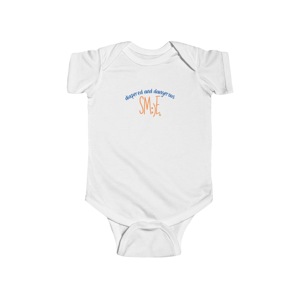 Diapered and Dangerous sm:)e Infant Bodysuit - Funny Baby Statement Onesie, Trendy Toddler Gift