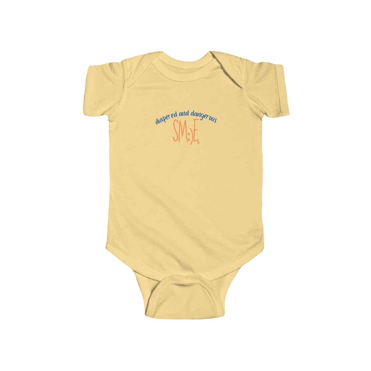Diapered and Dangerous sm:)e Infant Bodysuit - Funny Baby Statement Onesie, Trendy Toddler Gift