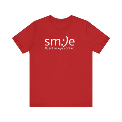sm:)e Fluent in Eye Contact Jersey Tee | Social Butterfly Streetwear | Funny Connection Gift