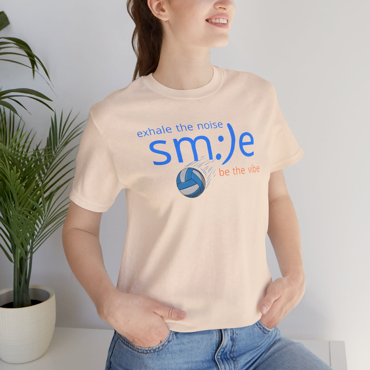 Exhale the Noise sm:)e Be the Vibe Volleyball Tee