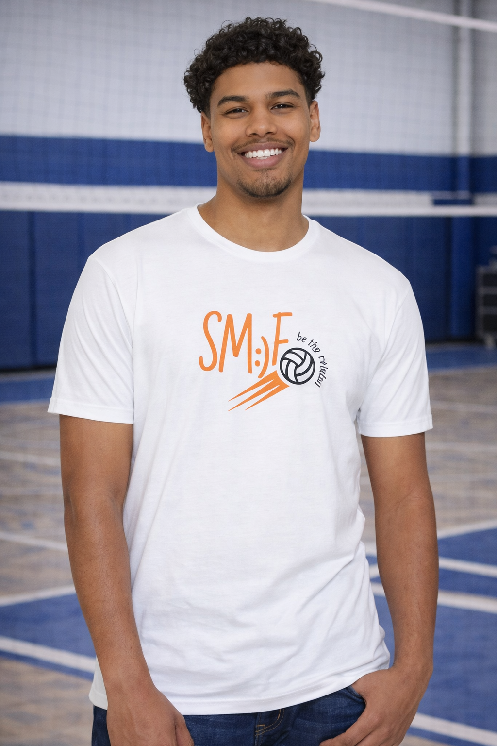 sm:)e Volleyball Enthusiast T-Shirt | Smile Be the Reason | Unisex CVC Jersey | Athletic Streetwear
