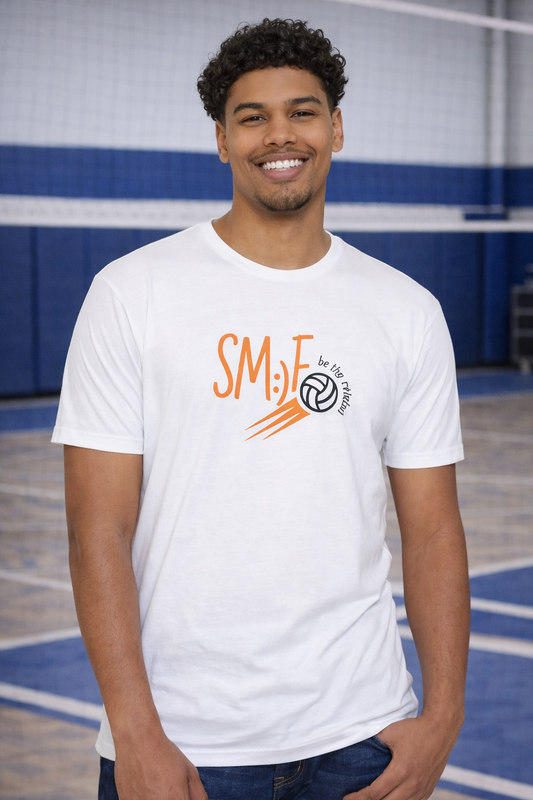 sm:)e Volleyball Enthusiast T-Shirt | Smile Be the Reason | Unisex CVC Jersey | Athletic Streetwear