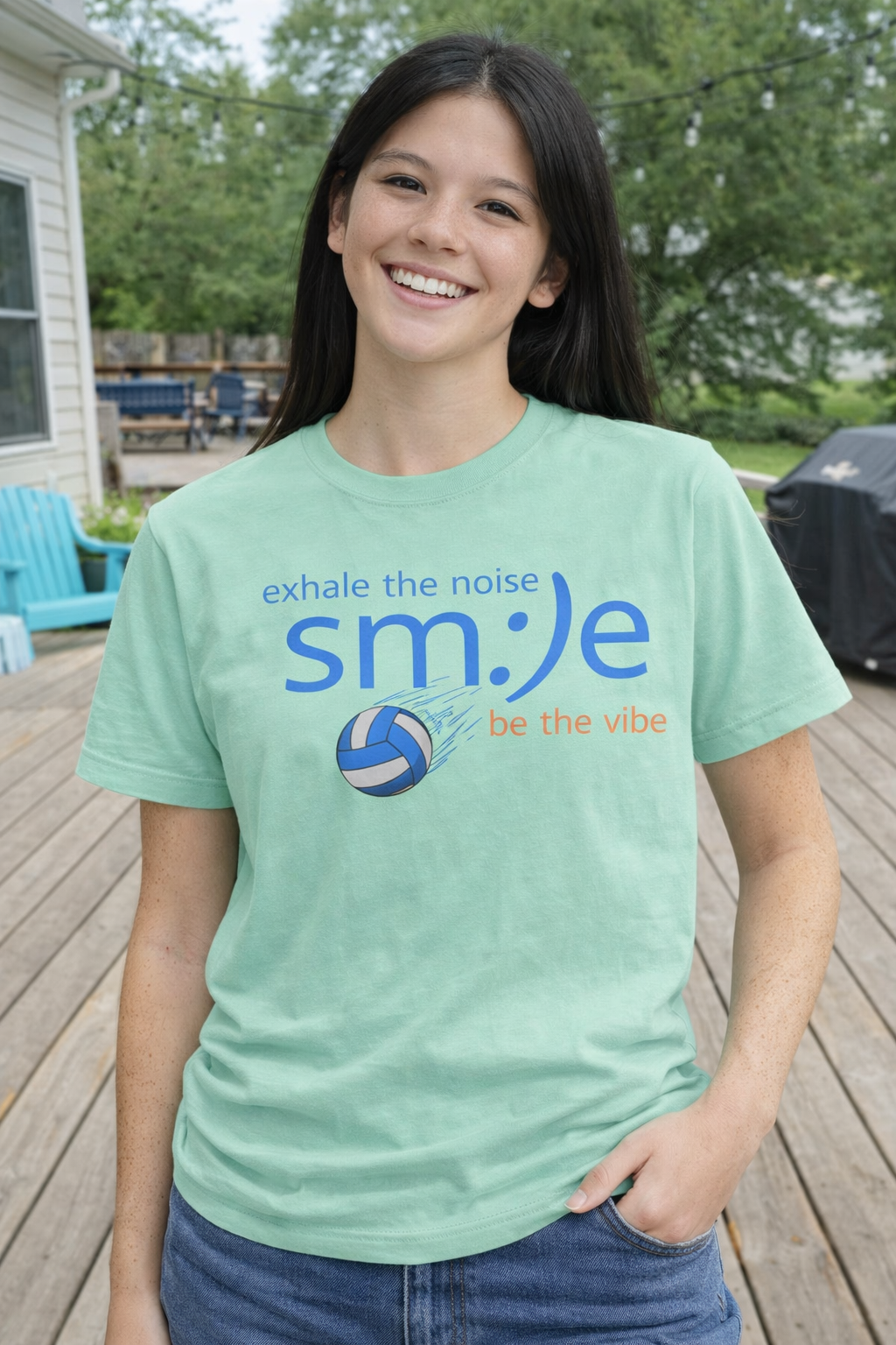 sm:)e Exhale the Noise Be the Vibe Volleyball Tee | Confident Athletic Streetwear | Positive Quote Shirt