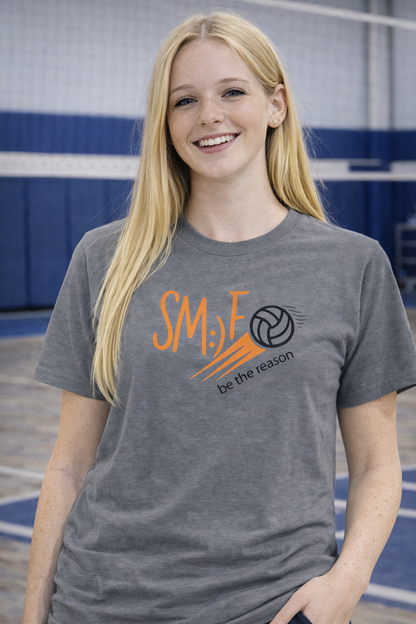 sm:)e Volleyball Enthusiast T-Shirt | Smile Be the Reason | Unisex CVC Jersey | Athletic Streetwear