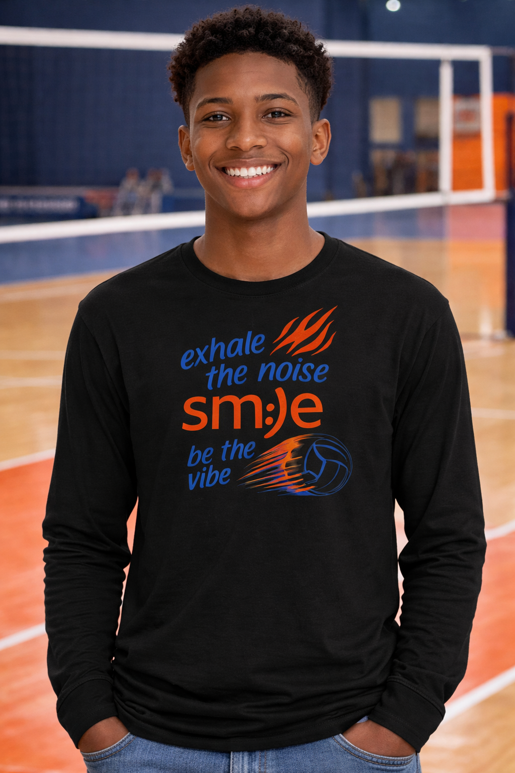 Exhale the Noise sm:)e Be the Vibe Volleyball Long Sleeve