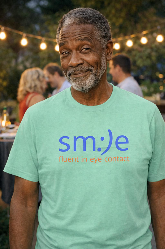 Fluent in Eye Contact | sm:)e Funny Motivational Streetwear Tee