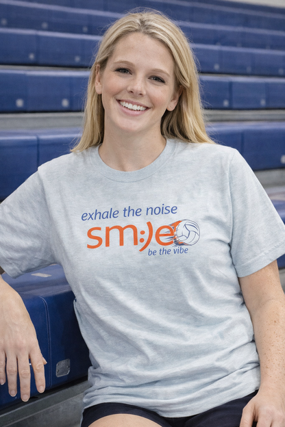 Exhale the Noise sm:)e Be the Vibe Volleyball Tee - Motivational Streetwear, Court Confidence, Athletic Gift