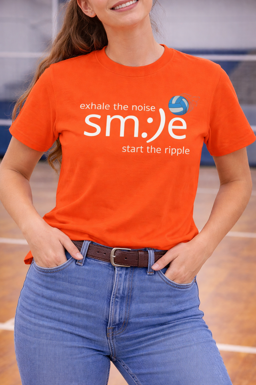 Exhale Noise Sm:)e Start the Ripple Volleyball Tee